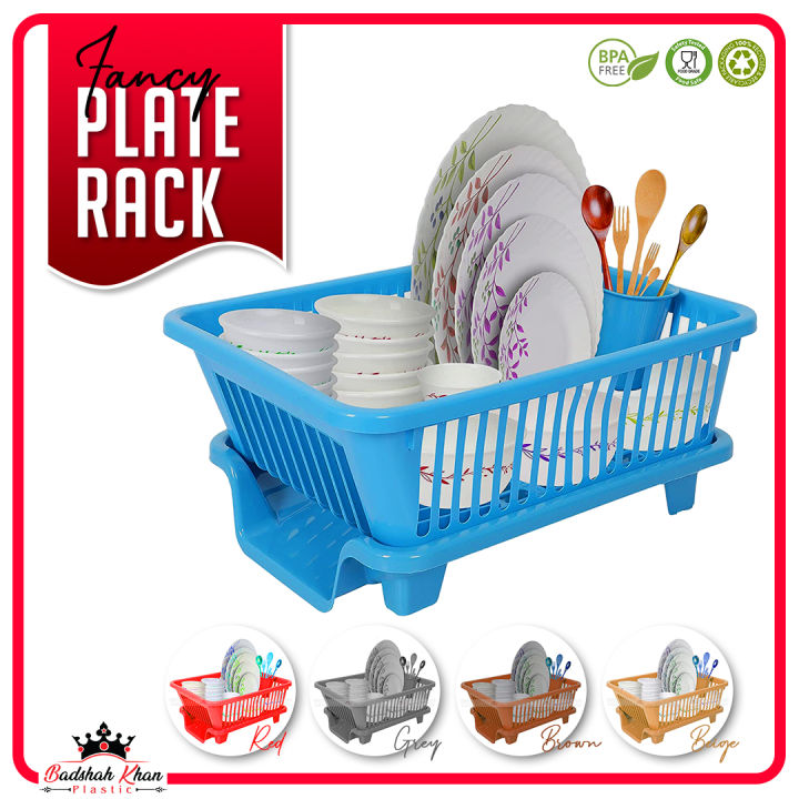 Fancy 3-in-1 Plastic Plate Rack