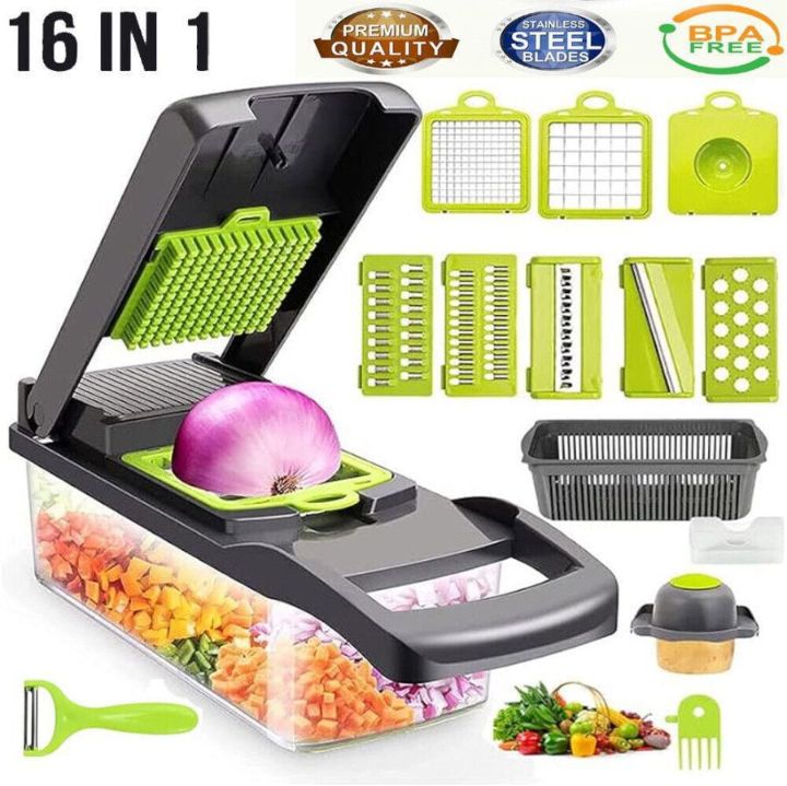 16-in-1 Vegetable Chopper Slicer with Basket