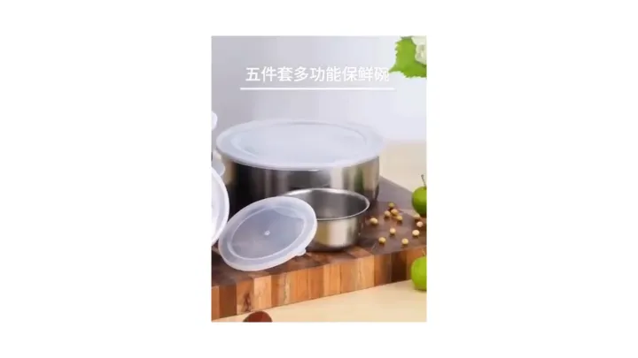 5 Pcs Stainless Steel Mixing Bowl Set with Airtight Lids